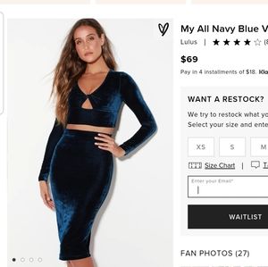 My All Navy Blue Velvet Two-Piece Dress